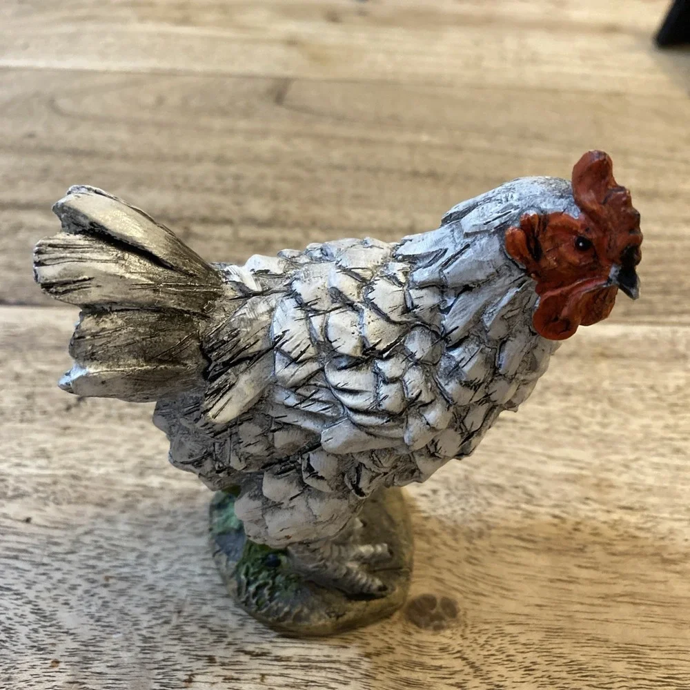 Adorable Shelf Sitter Chicken Decorative Handcrafted, Resin Farmhouse
